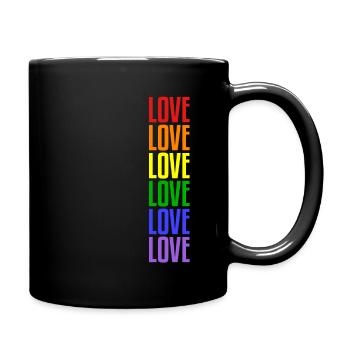Love Love Love | Gay Pride, Gay, LGBT - Full Colour Mug - black - Right