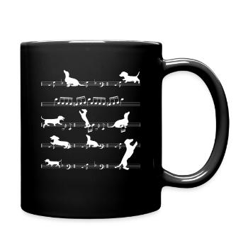 Dachshund musician - Full Colour Mug - black - Right