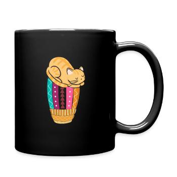 Niedliche Katze Djembe Trommel Instrument Geschenk - Tasse einfarbig - Schwarz - Rechts