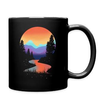 Berge Berg Natur Wandern Bergsteigen Geschenk - Tasse einfarbig - Schwarz - Rechts