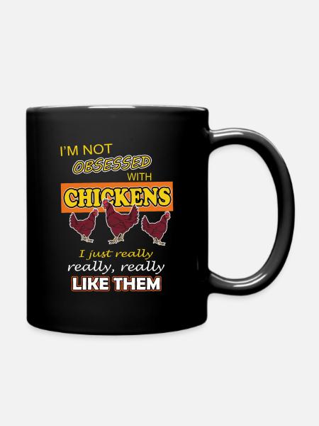 Chicken farmer farm village animal cock hen gift - Full Colour Mug - black