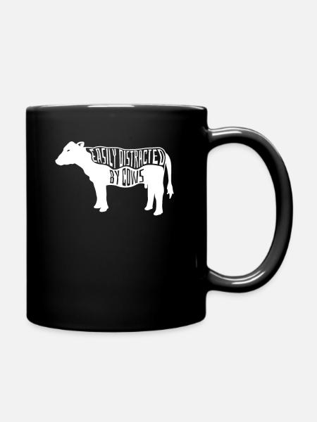 Farmer farmers cows cattle gift idea sayings - Full Colour Mug - black