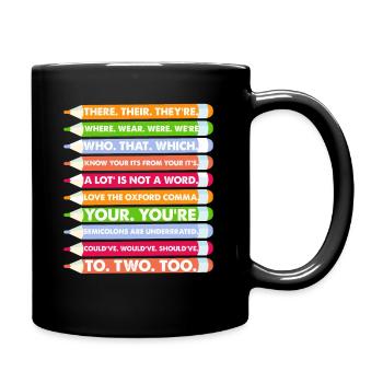 Rechtschreibung Grammatik There Their Were We're - Tasse einfarbig - Schwarz - Rechts