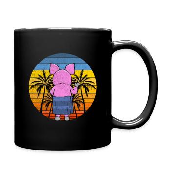 Pig On the Beach Holiday - Full Colour Mug - black - Right