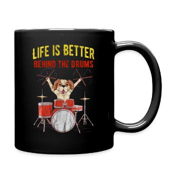 Drummer drums drummer drums dog dog - Full Colour Mug - black - Right