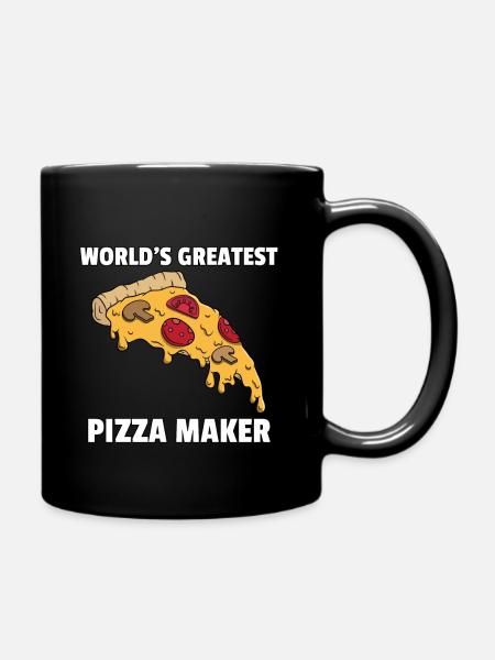 Pizza Pizzeri Pizzeria Italy Salami Cheese Gift - Enfärgad mugg - svart