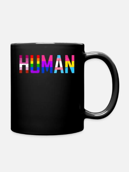 HUMAN Flag LGBT Gay Pride Month Transgender Tshirt - Full Colour Mug - black