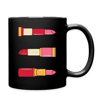 Lippenstift Schminke Schönheit Frau Damen Geschenk - Tasse einfarbig - Schwarz - Rechts