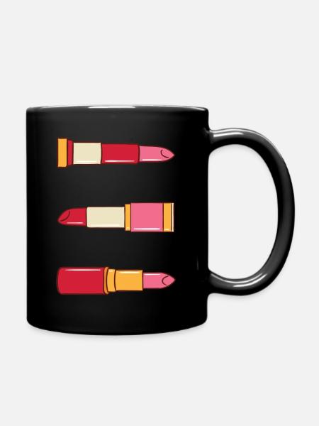 Lipstick make-up beauty woman ladies gift - Full Colour Mug - black