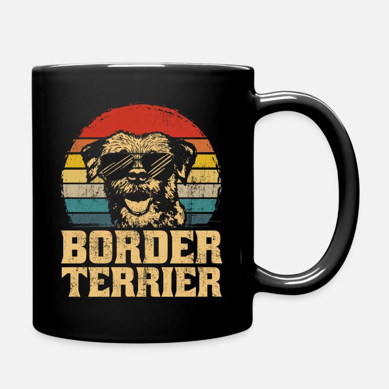 Border Terrier Hund Welpe Retro Lustig Geschenk - Tasse einfarbig - Schwarz