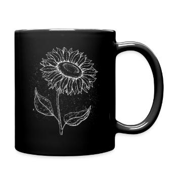 Sonnenblume Skizze Lineart Geschenk - Tasse einfarbig - Schwarz - Rechts