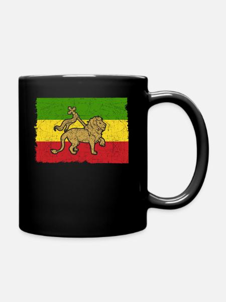 Cadeau de drapeau de lion de Reggae Rasta Rastafarian - Mug uni - noir