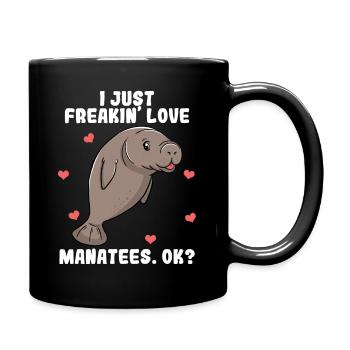 Manatee Manatees Sea Funny Heart Love Gift - Full Colour Mug - black - Right