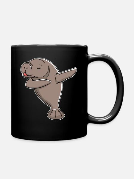 Manatee Manatees Sea Funny Water Dabbing Gift - Mug uni - noir