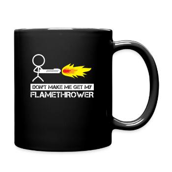 Flammenwerfer Stick Figur Mann Flammen Gewehr - Tasse einfarbig - Schwarz - Rechts