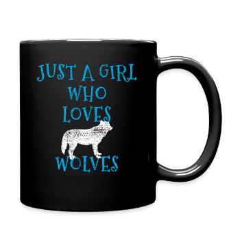 Wölfe Wolf - Tasse einfarbig - Schwarz - Rechts