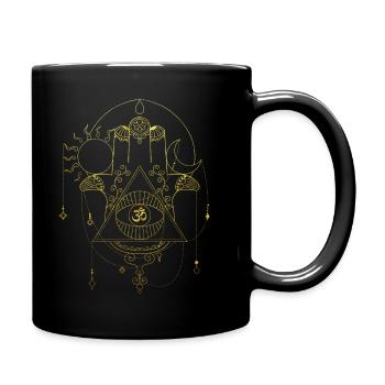 Hamsa Hand Yoga Gold Om Geschenk - Tasse einfarbig - Schwarz - Rechts