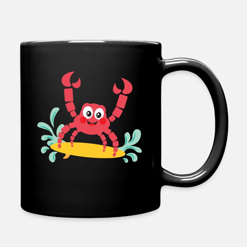 Enfants Surf Crab Beach Holidays Garçons Filles - Mug uni - noir