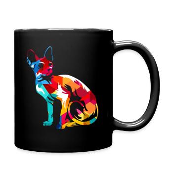 Sphynx Katze - Tasse einfarbig - Schwarz - Rechts