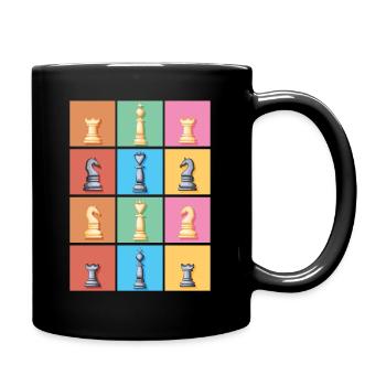 Schach Schachfigur - Tasse einfarbig - Schwarz - Rechts