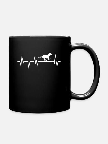 Reiten Pferde Reitsport Herzschlag Reiterin - Tasse einfarbig - Schwarz