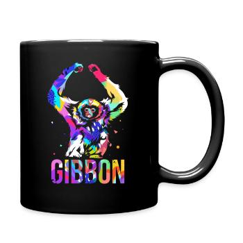 Gibbon Polygon Geschenk - Tasse einfarbig - Schwarz - Rechts