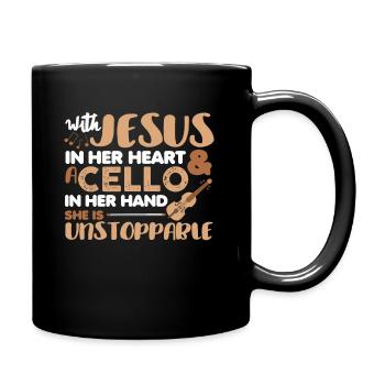 Jésus dans son cœur violoncelle à la main violoncelle - Mug uni - noir - Droite