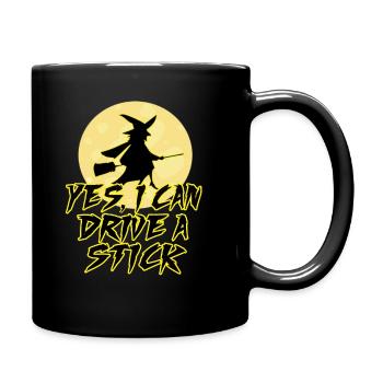 Hexe Zauberei Hexerei Halloween Besen - Tasse einfarbig - Schwarz - Rechts