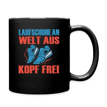 Laufen Spruch Joggen Marathon - Tasse einfarbig - Schwarz - Rechts