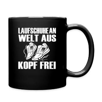 Joggen Laufen Spruch - Tasse einfarbig - Schwarz - Rechts