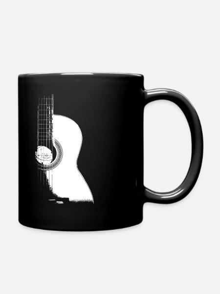 Acoustic Guitar design, Music graphic, Musician - Full Colour Mug - black