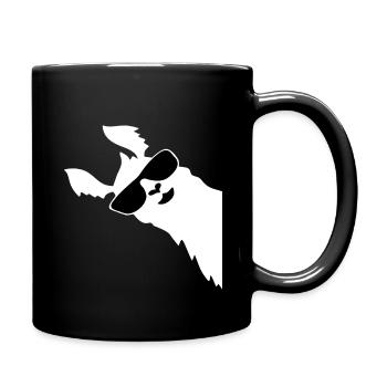 Lustiges Lama Alpaka mit Sonnenbrille - Tasse einfarbig - Schwarz - Rechts