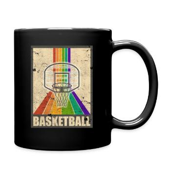 Basketball Retro Basketballkorb Regenbogen - Full Colour Mug - black - Right