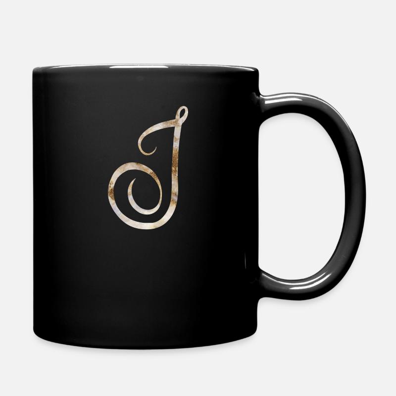 Conception de lettre J alphabet monogramme en marbre or rose - Mug uni - noir