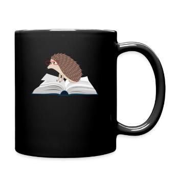 Igel Buch Süß Lesen Tierliebe Igelmama Geschenk - Full Colour Mug - black - Right