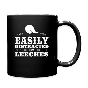 Easily Distracted By Leeches Funny Leech Design - Full Colour Mug - black - Right