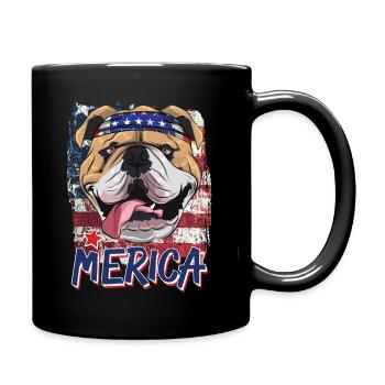 Amerikanische Flagge Englische Bulldogge 4. Juli Merica B - Tasse einfarbig - Schwarz - Rechts