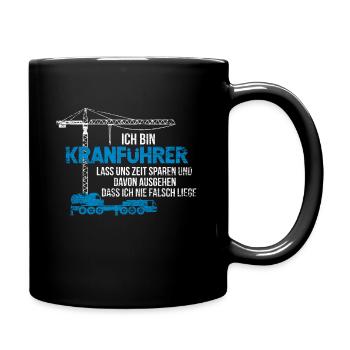 Kranführer Geschenk - Tasse einfarbig - Schwarz - Rechts