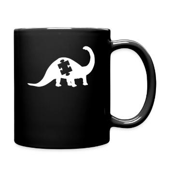 Autismus Dinosaurier Puzzle - Tasse einfarbig - Schwarz - Rechts