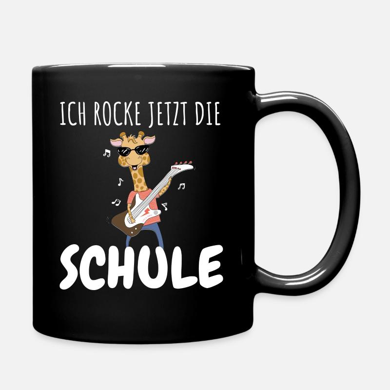 Ich rocke jetzt die Schule | Giraffe Schulkind - Tasse einfarbig - Schwarz