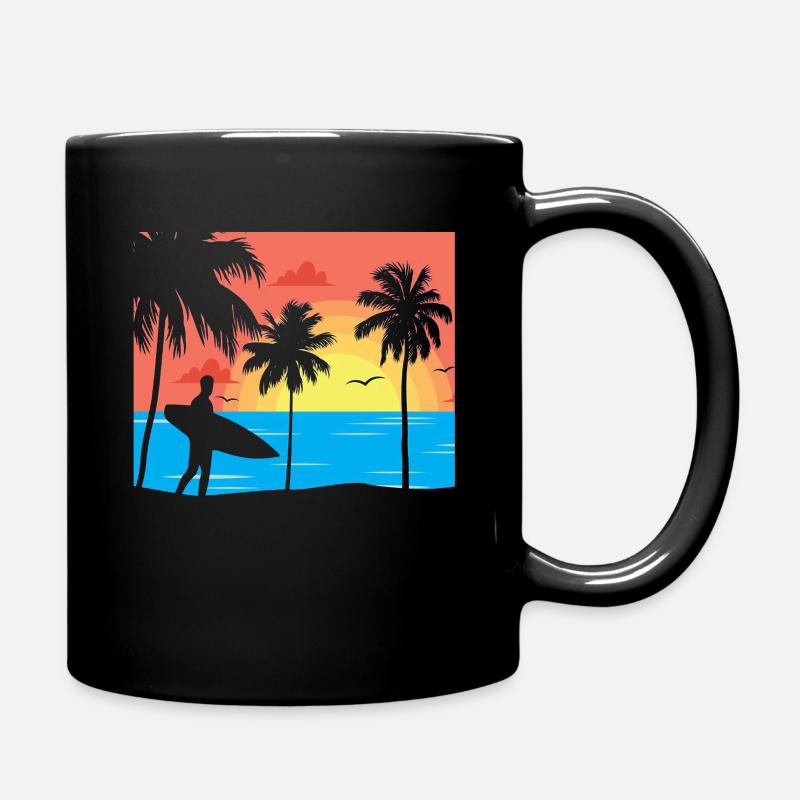 Surfer am Strand - Tasse einfarbig - Schwarz