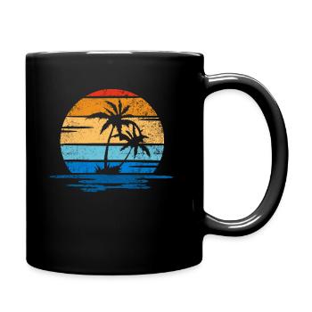Strand, Palmen und Meer retro - Mug uni - noir - Droite
