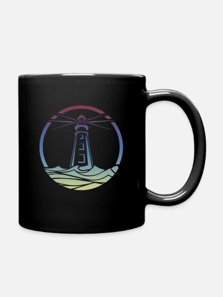 Leuchtturm bunt - Tasse einfarbig - Schwarz