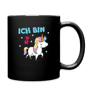 Unicorn girl 3 years third birthday - Full Colour Mug - black - Right