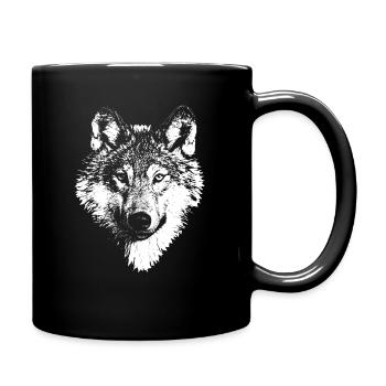 Weißer Wolf - Full Colour Mug - black - Right