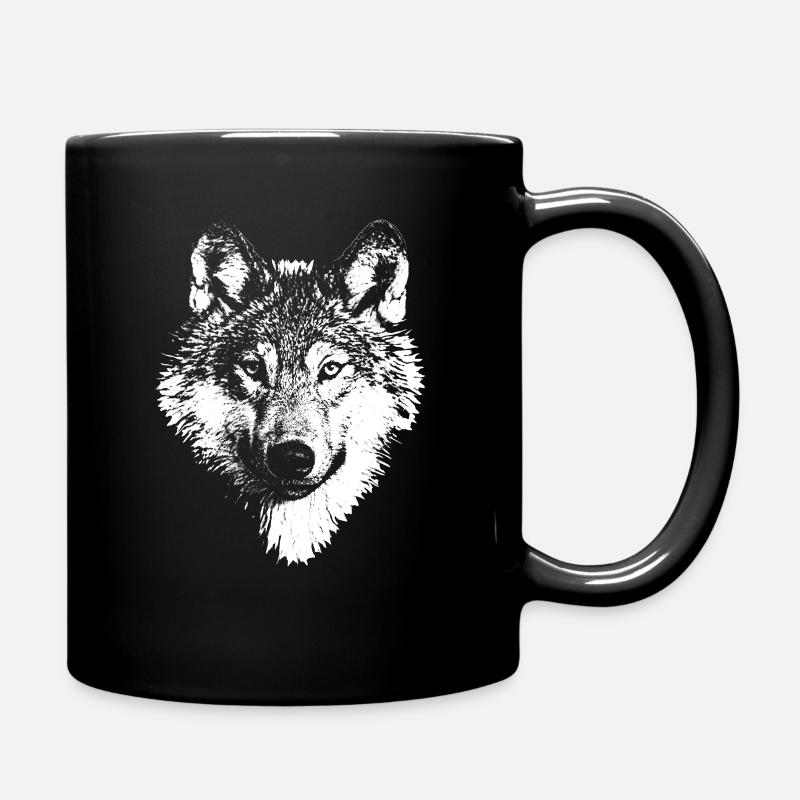Weißer Wolf - Tasse einfarbig - Schwarz