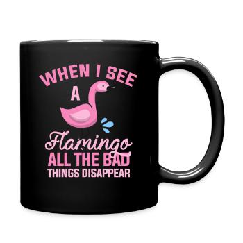 Flamingo Tier - Tasse einfarbig - Schwarz - Rechts