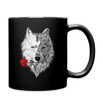 Loup Mandala Rose Canis Lupus - Mug uni - noir - Droite