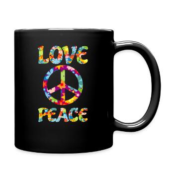 70's Love Peace Love Peace Retro Vintage - Full Colour Mug - black - Right