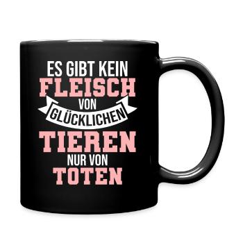 Vegan Veganer Veganerin Tierquälerei Geschenk - Tasse einfarbig - Schwarz - Rechts